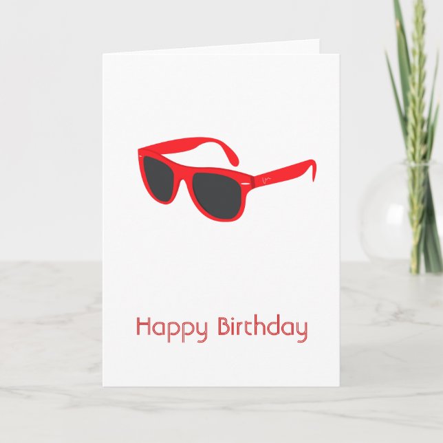 Lunettes de soleil rouges Bonne carte d'anniversai (Devant)