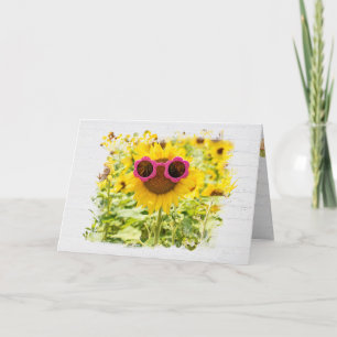 Lunettes de soleil sur Sunflower Carte d'anniversa