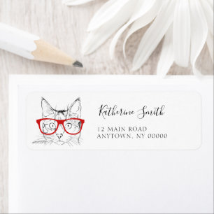 Lunettes rouges Cat Étiquettes d'adresse de retour