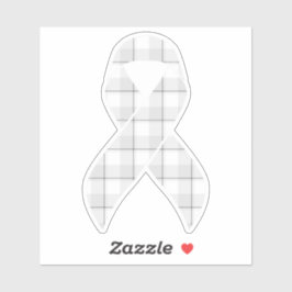 Lung Cancer Awareness Plaid Ribbon Gray Aufkleber