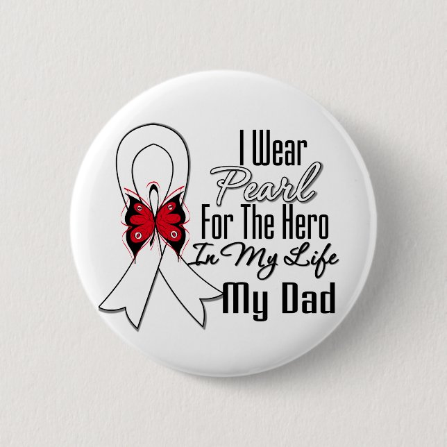 Lung Cancer Ribbon Hero Mein Vater Button (Vorderseite)