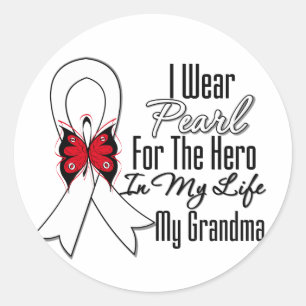 Lung Cancer Ribbon Hero My Oma Runder Aufkleber