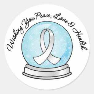 Lung Cancer Ribbon Merry Christmas Snowglobe Runder Aufkleber