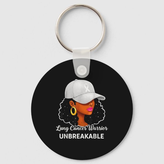 Lung Cancer Warrior Unbreakable Black Women Awaren Schlüsselanhänger (Vorderseite)