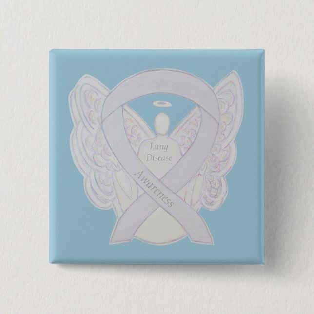 Lung Disease Awareness Angel Pearl Ribbon Art Butt Button (Vorderseite)
