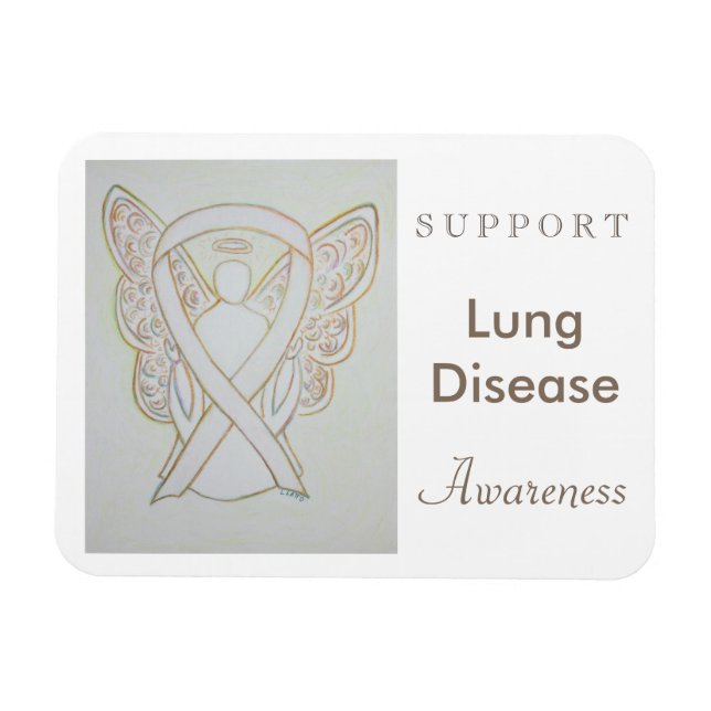 Lung Disease Awareness Ribbon Angel Custom Magnet (Horizontal)