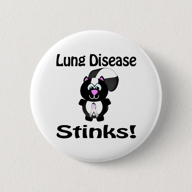 Lung Disease stinks Skunk Awareness Design Button (Vorderseite)
