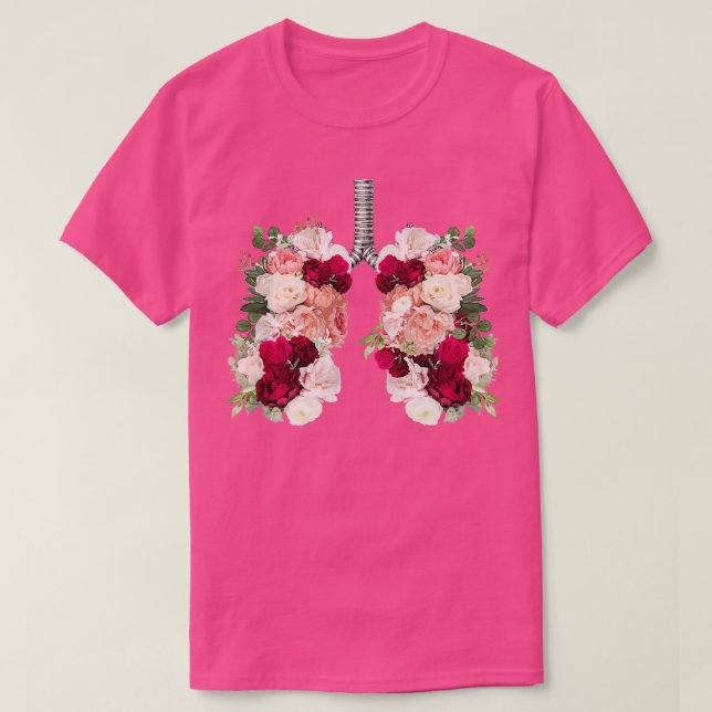 Lunge rote Rosen anatomische Aquarellfarbe T-Shirt (Design vorne)