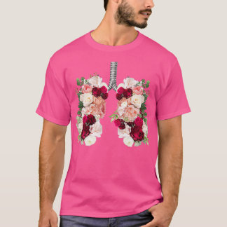Lunge rote Rosen anatomische Aquarellfarbe T-Shirt