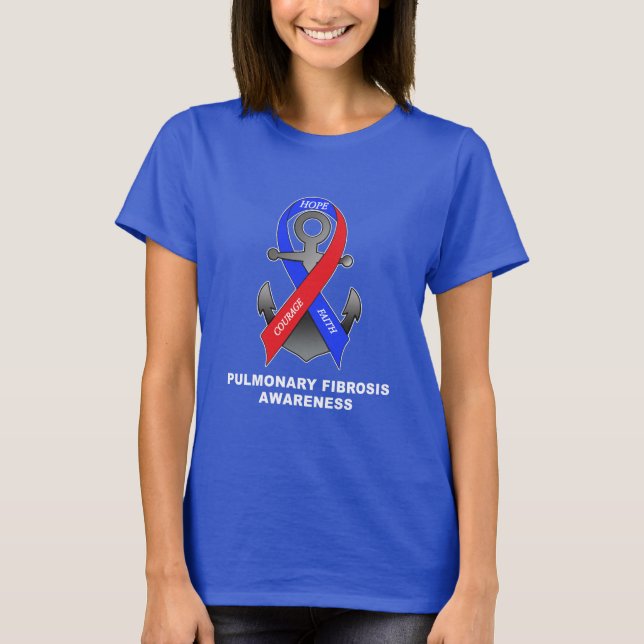 Lungenfibrosen-Bewusstsein mit Anker der Hoffnung T-Shirt (Vorderseite)