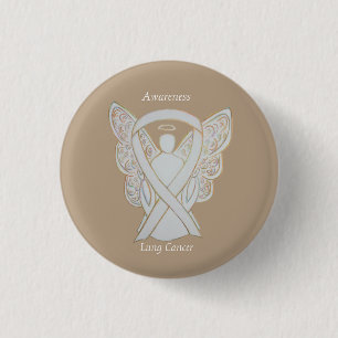 Lungenkrebs-Bewusstsein Angel Ribbon Art Button