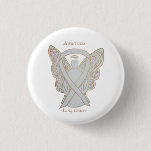 Lungenkrebs-Bewusstsein Angel Ribbon Art Button
