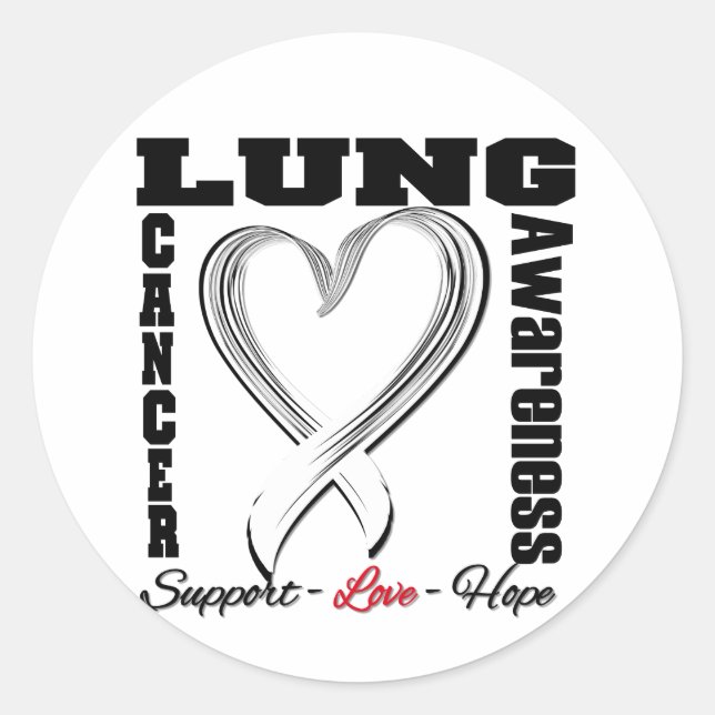 Lungenkrebs-Bewusstsein Brushed Heart Ribbon Runder Aufkleber (Vorderseite)