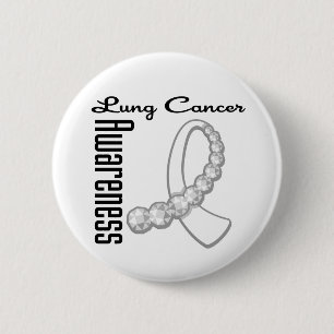 Lungenkrebs-Bewusstsein Gemstone Ribbon Button