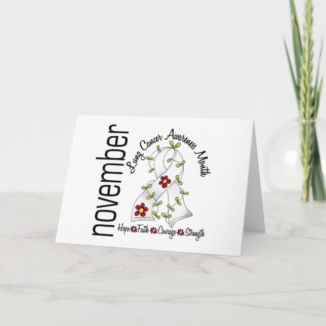 Lungenkrebs-Bewusstsein Monat Blume Band 1 Karte (Vorderseite)