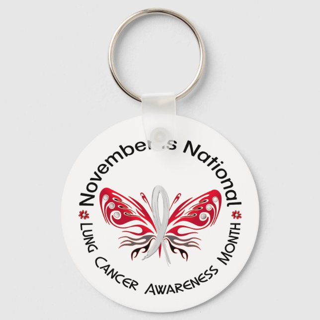 Lungenkrebs-Bewusstsein Monat Schmetterling 3.3 Schlüsselanhänger (Vorderseite)