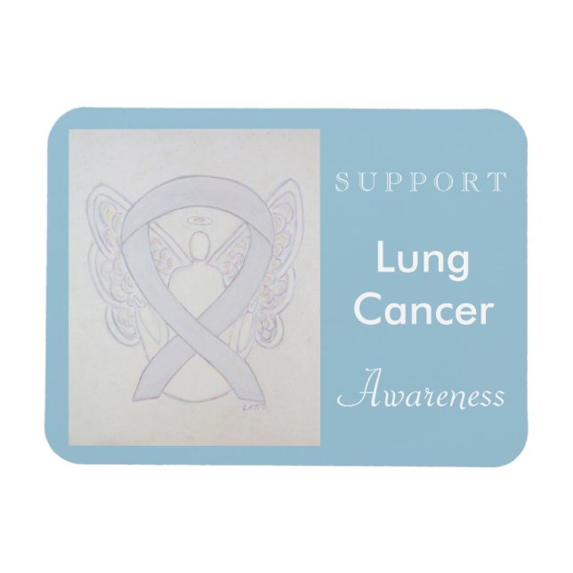 Lungenkrebs Bewusstsein Ribbon Angel Custom Magnet (Horizontal)