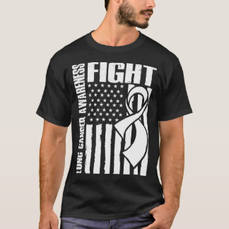 Lungenkrebs-Bewusstsein White Ribbon Fight USA Fla T-Shirt