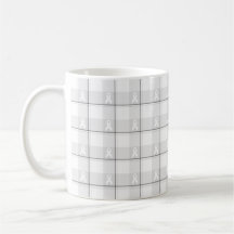 Lungenkrebs-Bewusstseins-Karo-Tasse, weißes Band