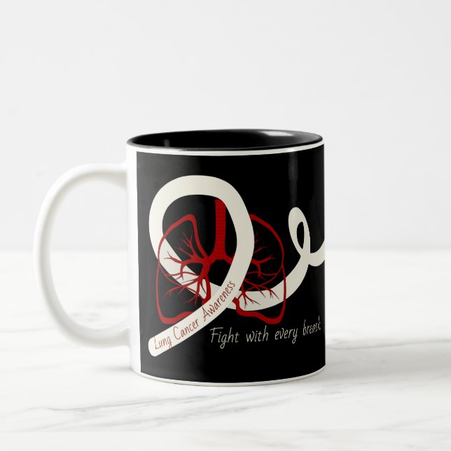 Lungenkrebs-Kampf, Lungen und Band Zweifarbige Tasse (Links)