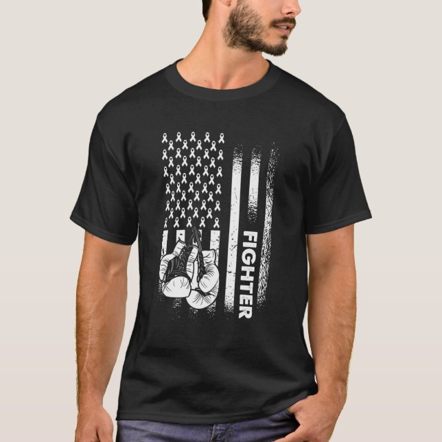 Lungenkrebs-Kämpfer White Ribbon Lungenkrebs Aware T-Shirt (Vorderseite)