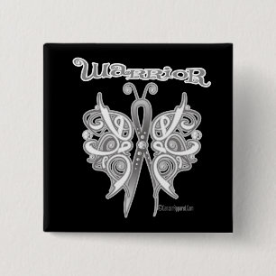Lungenkrebs Krieger keltischer Schmetterling Button