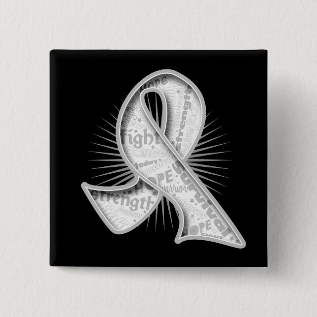 Lungenkrebs Slogan Watermark Ribbon Button (Vorderseite)