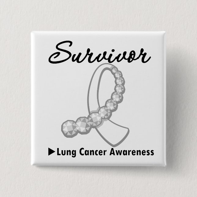 Lungenkrebs-Survivor Gemstone Ribbon Button (Vorderseite)