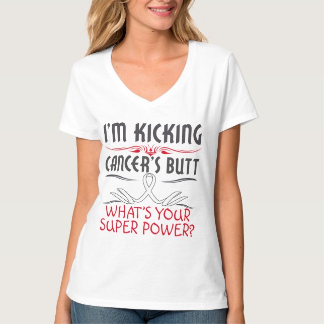 Lungenkrebs-tretender Krebs-Hintern-SuperPower T-Shirt (Vorderseite)