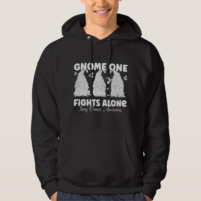 Lungenkrebs White Ribbon Gnome Hoodie (Vorderseite)