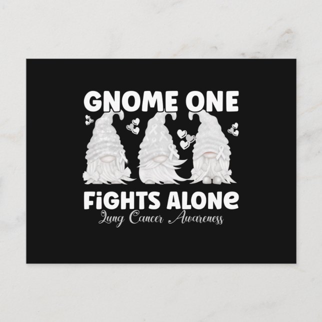 Lungenkrebs White Ribbon Gnome Postkarte (Vorderseite)