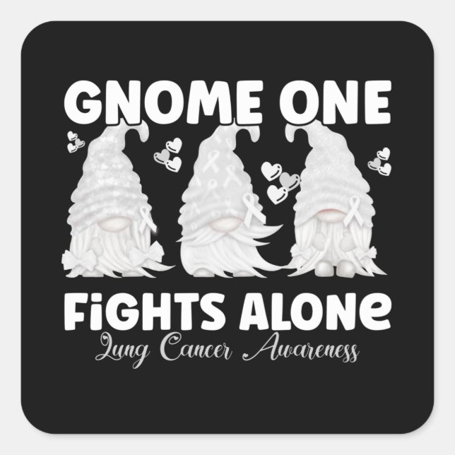 Lungenkrebs White Ribbon Gnome Quadratischer Aufkleber (Vorderseite)