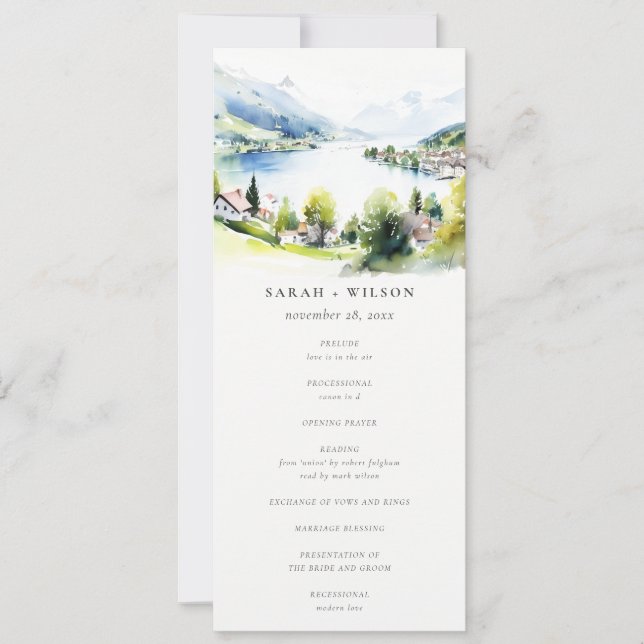 Lungern Switzerland Landscape Wedding Program Einladung (Vorderseite)