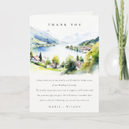 Lungern Switzerland Watercolor Landscape Wedding Dankeskarte