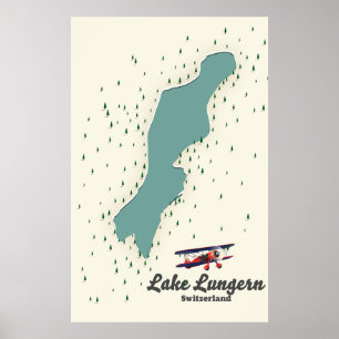 Lungernsee Schweiz Karte Poster