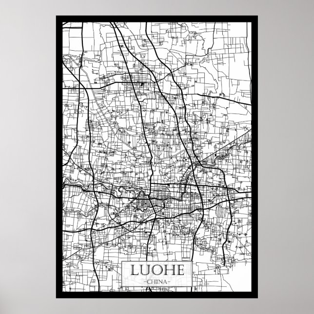 Luohe China Stadtplan Poster (Vorne)