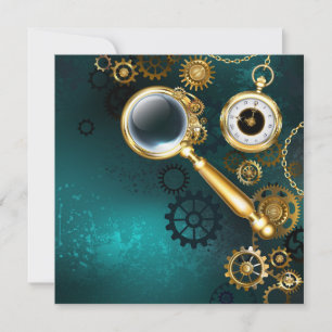 Lupe im Steampunk-Stil Feiertagskarte
