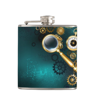 Lupe im Steampunk-Stil Flachmann