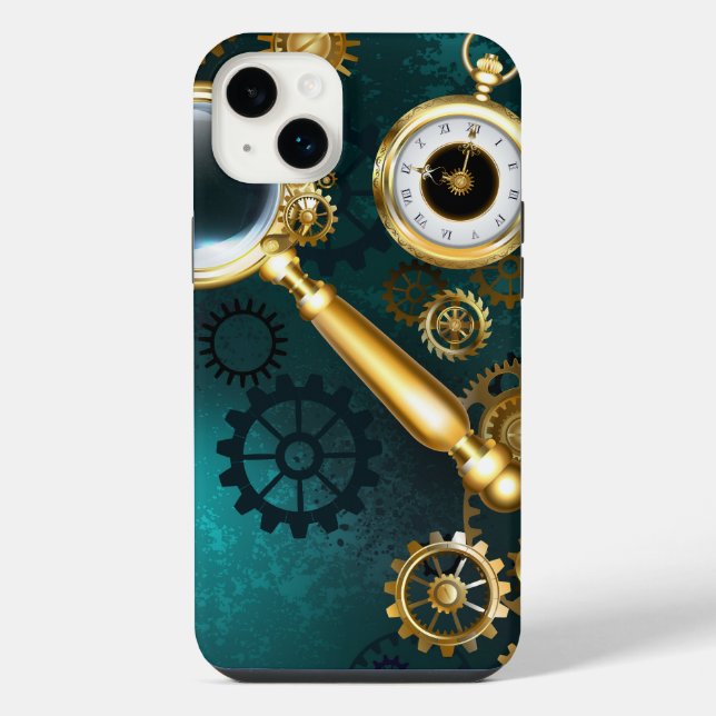 Lupe im Steampunk-Stil iPhone 14 Plus Hülle (Rückseite)