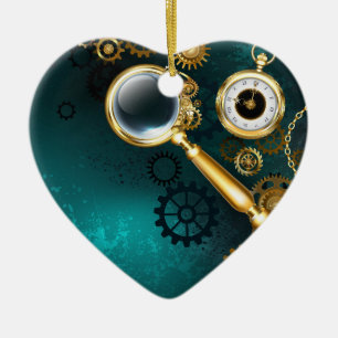 Lupe im Steampunk-Stil Keramik Ornament