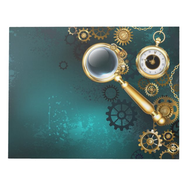 Lupe im Steampunk-Stil Notizblock (Vorderseite)
