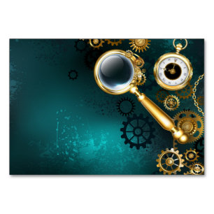 Lupe im Steampunk-Stil Tischnummer
