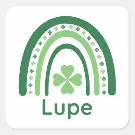 Lupe Name Clover Boho Rainbow Quadratischer Aufkleber