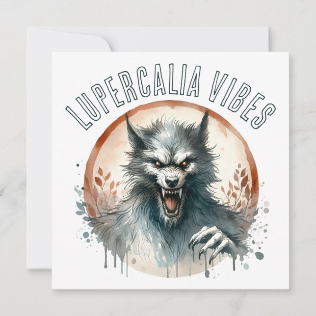 Lupercalia Vibes Werewolf Valentine's Day Feiertagskarte (Vorderseite)