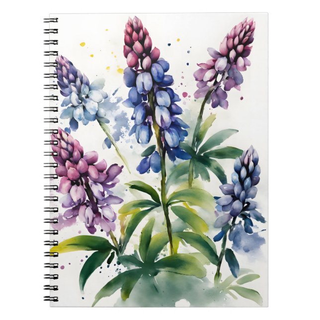 Lupin - Watercolor flowers Notizblock (Vorderseite)