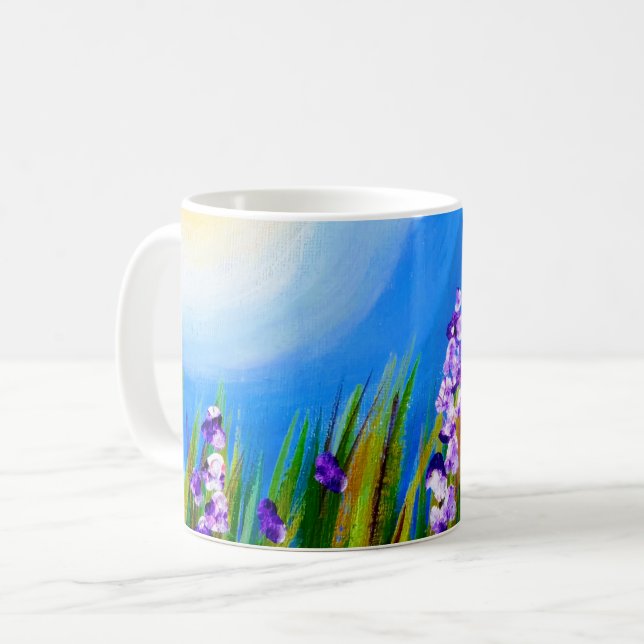 Lupine auf einer Graswiese Kaffeetasse (Vorderseite Links)