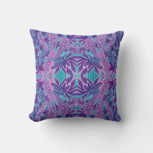 Lupine Blume Bohemisch Arabesque Muster Pink Minze Kissen