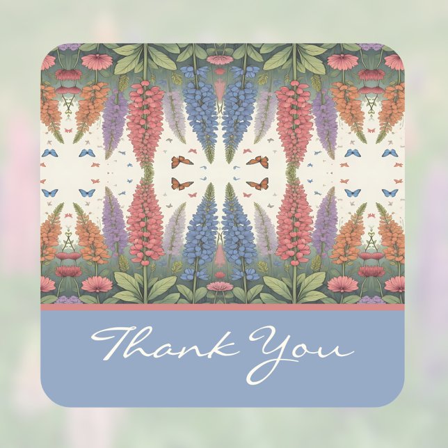 Lupine Blume in Butterfellen Vintag Monogramm Quadratischer Aufkleber (Von Creator hochgeladen)