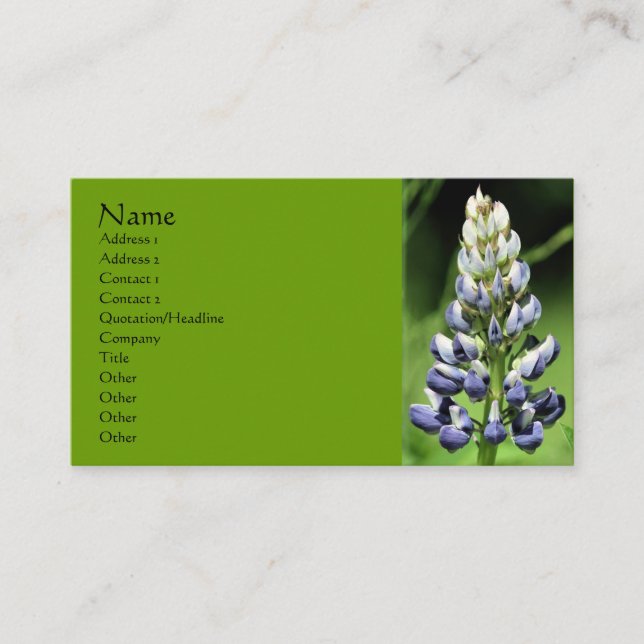 Lupine Blume Nature Business Card Visitenkarte (Vorderseite)