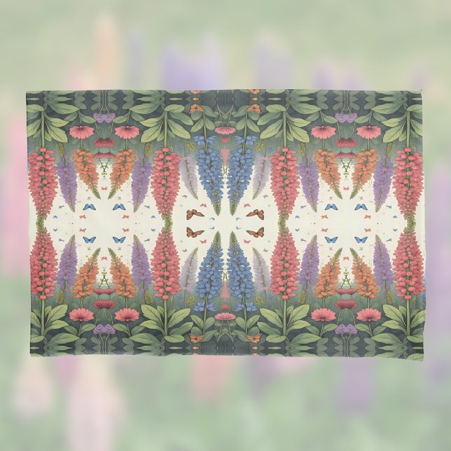 Lupine Blume Schmetterlinge Vintages Blumenmuster Kissenbezug (Von Creator hochgeladen)